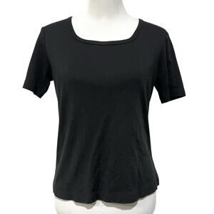 Vintage Clio Women’s Black Top Scoop
Neck Short Sleeve 90s Y2K Grunge Sz Medium
